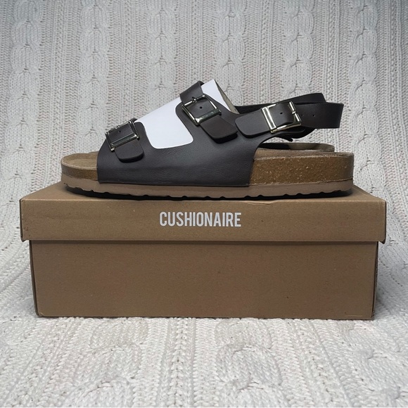 CUSHIONAIRE Shoes - CUSHIONAIRE Lulu Cork Footbed Sandal in Brown Nappa (Wide)
